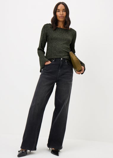 Black Long Sleeve Lurex Top