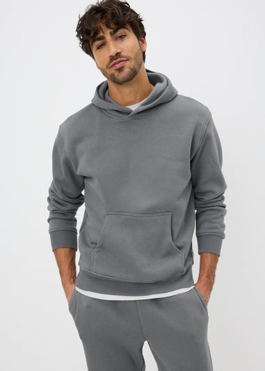 Grey Relaxed Pull On Hoodie