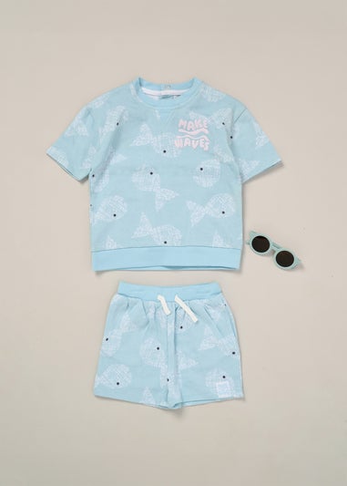 Lily & Jack  Printed Tee Shorts & Round Sunglasses Outfit Set (2-4 yrs)