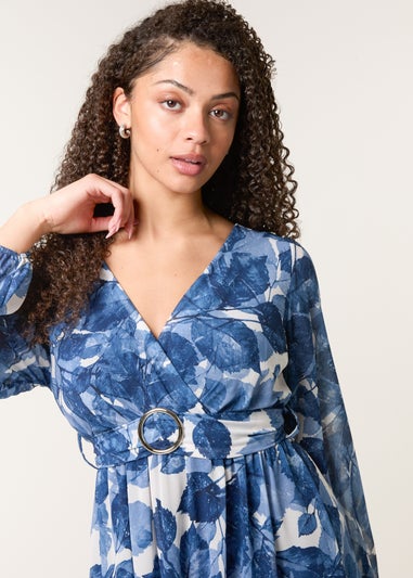 Blue Vanilla Navy Ring Belt Print Dress