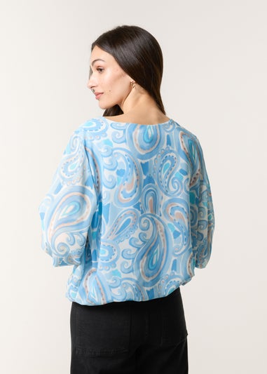 Blue Vanilla Blue Watercolour Paisley Top
