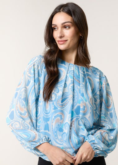 Blue Vanilla Blue Watercolour Paisley Top