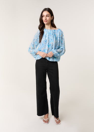 Blue Vanilla Blue Watercolour Paisley Top