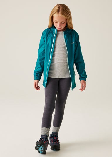 Regatta Teal Icy Morn Kids Pack-It III Waterproof Breathable Isolite Jacket (3- 16 yrs)