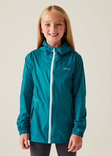 Regatta Teal Icy Morn Kids Pack-It III Waterproof Breathable Isolite Jacket (3- 16 yrs)