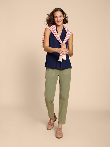 Celia Ärmellose Bluse aus Materialmix