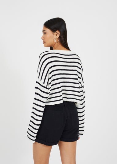 Brave Soul White Lightweight Stripe Jumper