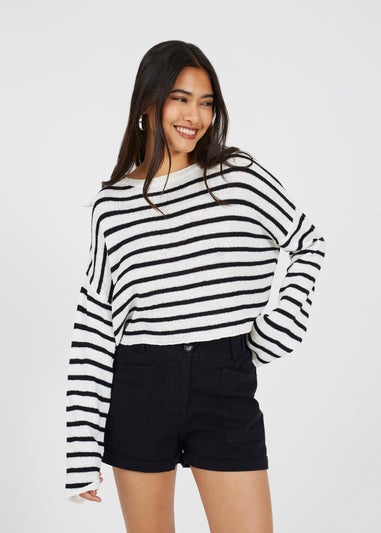 Brave Soul White Lightweight Stripe Jumper