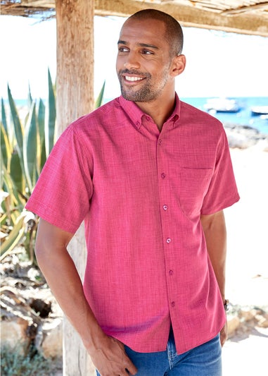 Cotton Traders Dusky Raspberry Short Sleeve Easy-Iron Shirt