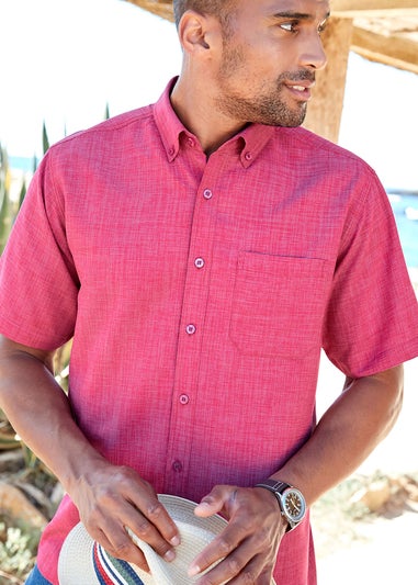 Cotton Traders Dusky Raspberry Short Sleeve Easy-Iron Shirt