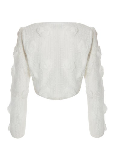 Quiz White Floral Cropped Jacket