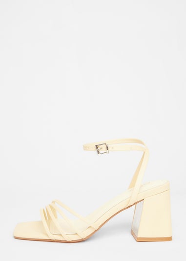 Quiz Yellow Strappy Low Block Heels