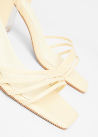 Quiz Yellow Strappy Low Block Heels