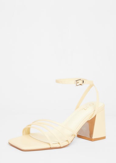 Quiz Yellow Strappy Low Block Heels