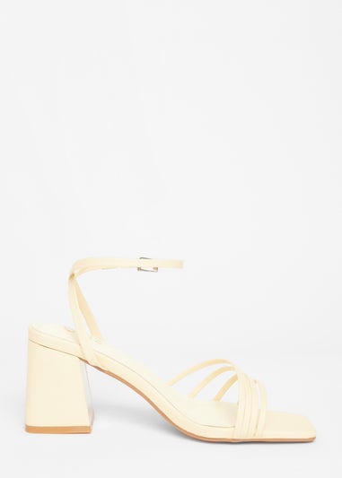 Quiz Yellow Strappy Low Block Heels