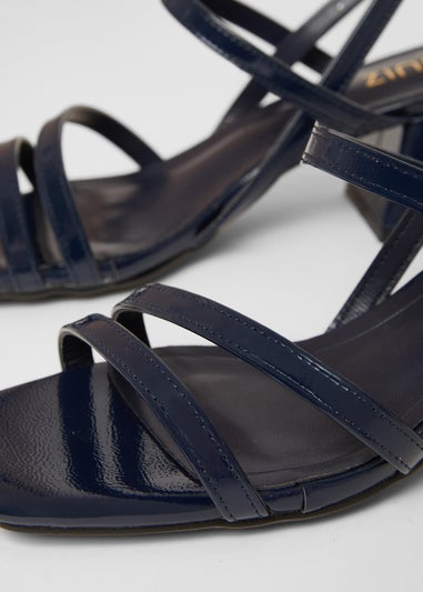 Quiz Navy Slingback Low Block Heels