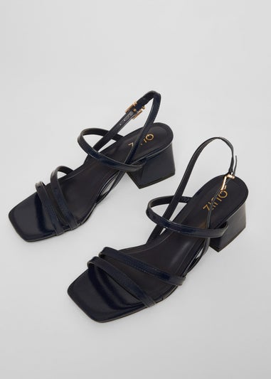 Quiz Navy Slingback Low Block Heels