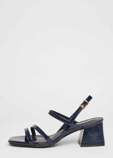 Quiz Navy Slingback Low Block Heels