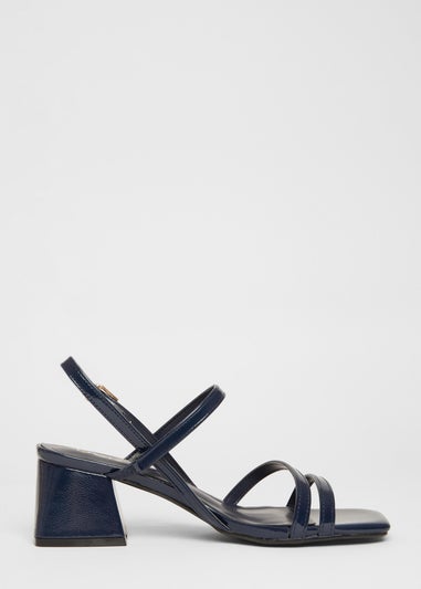 Quiz Navy Slingback Low Block Heels