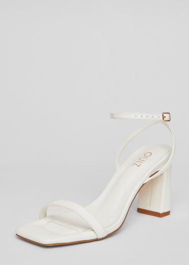 Quiz White Barely There Block Heels