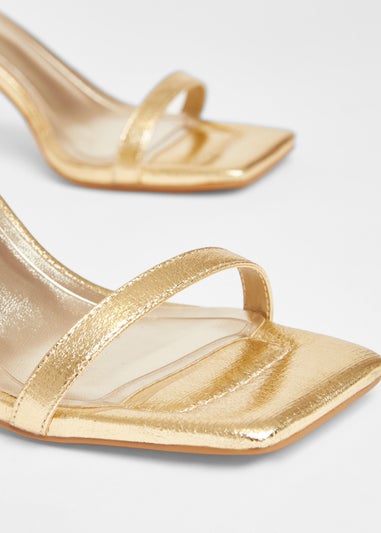 Quiz Gold Barely There Block Heels