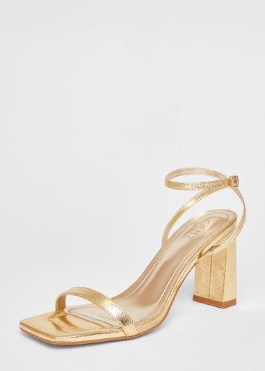 Quiz Gold Barely There Block Heels