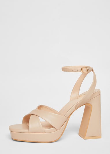 Quiz Natural Cross Strap Platform Heels