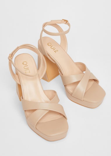 Quiz Natural Cross Strap Platform Heels