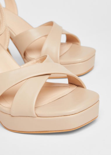 Quiz Natural Cross Strap Platform Heels