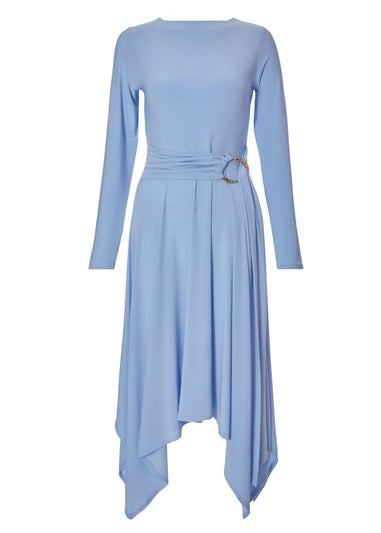 Quiz Blue Asymmetric Hem Midaxi Dress