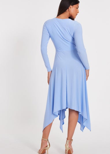 Quiz Blue Asymmetric Hem Midaxi Dress