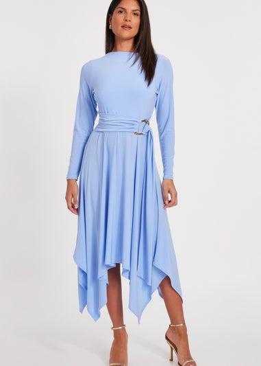 Quiz Blue Asymmetric Hem Midaxi Dress