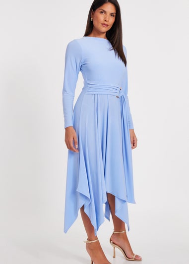 Quiz Blue Asymmetric Hem Midaxi Dress