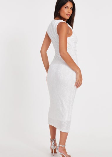 Quiz White Jacquard Midaxi Dress