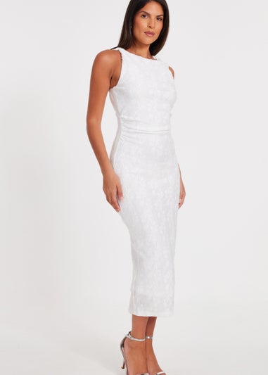 Quiz White Jacquard Midaxi Dress