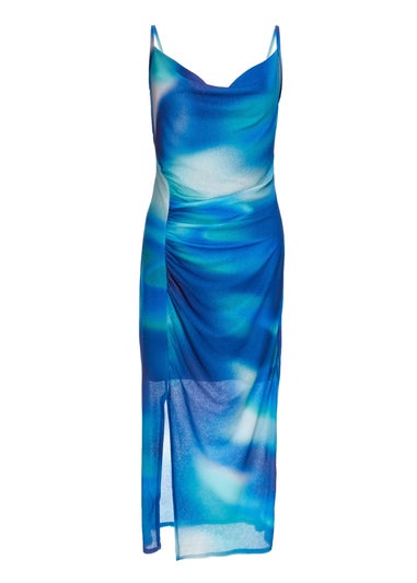 Quiz Blue Cowl Neck Midi Dress