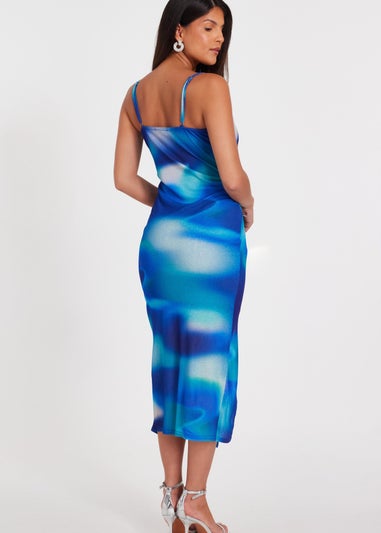 Quiz Blue Cowl Neck Midi Dress