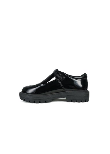 ToeZone Girls Black Luna Patent Unicorn Buckle School Shoe