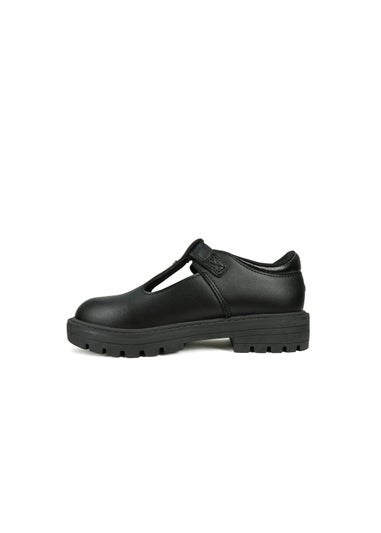 ToeZone Girls Black Mila Vegan Star Buckle School Shoe