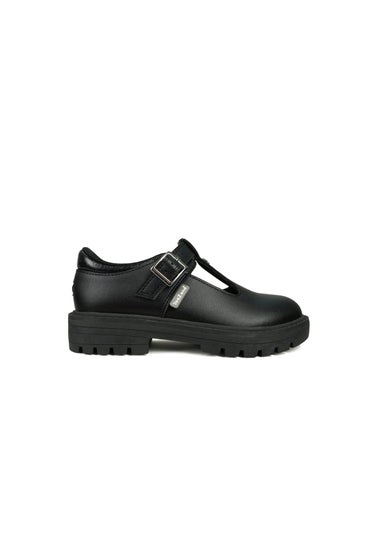 ToeZone Girls Black Mila Vegan Star Buckle School Shoe