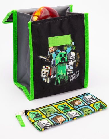 Minecraft Boys Black Printed 4 Piece Backpack Set