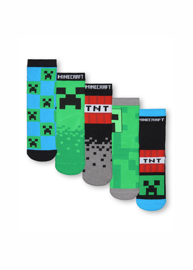 Minecraft Kids Multicoloured Character Calf Socks Set of 5 (9 Younger - 6.5 Older)