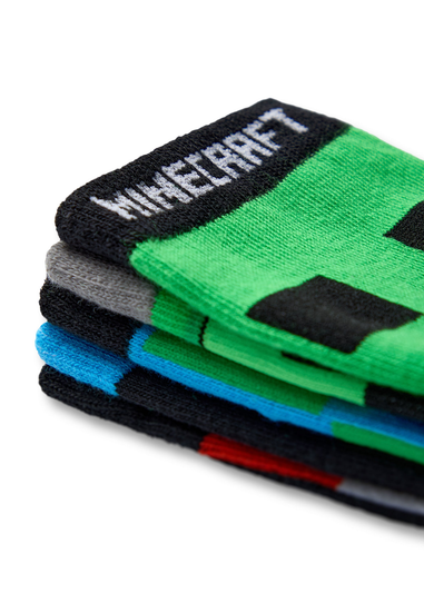 Minecraft Kids Multicoloured Character Calf Socks Set of 5 (9 Younger - 6.5 Older)