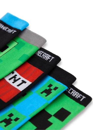 Minecraft Kids Multicoloured Character Calf Socks Set of 5 (9 Younger - 6.5 Older)