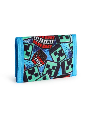 Minecraft Kids Blue Grafitti Strap Wallet