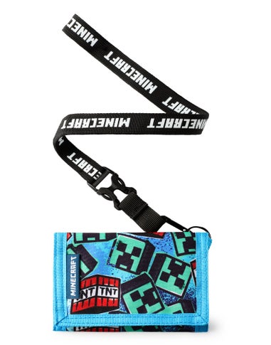 Minecraft Kids Blue Grafitti Strap Wallet