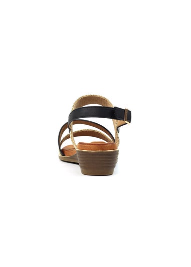 Lunar Black Pippa Wedge Sandal