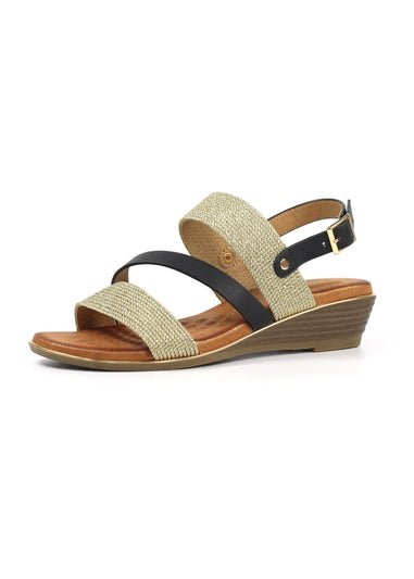 Lunar Black Pippa Wedge Sandal