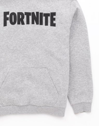 Fortnite Logo Kids Grey Hoodie (11-16 Yrs) - Matalan