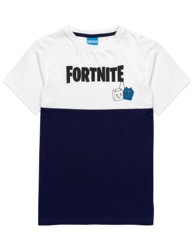 Fortnite Kids Colour Block Logo White T-Shirt (11-16 Yrs)